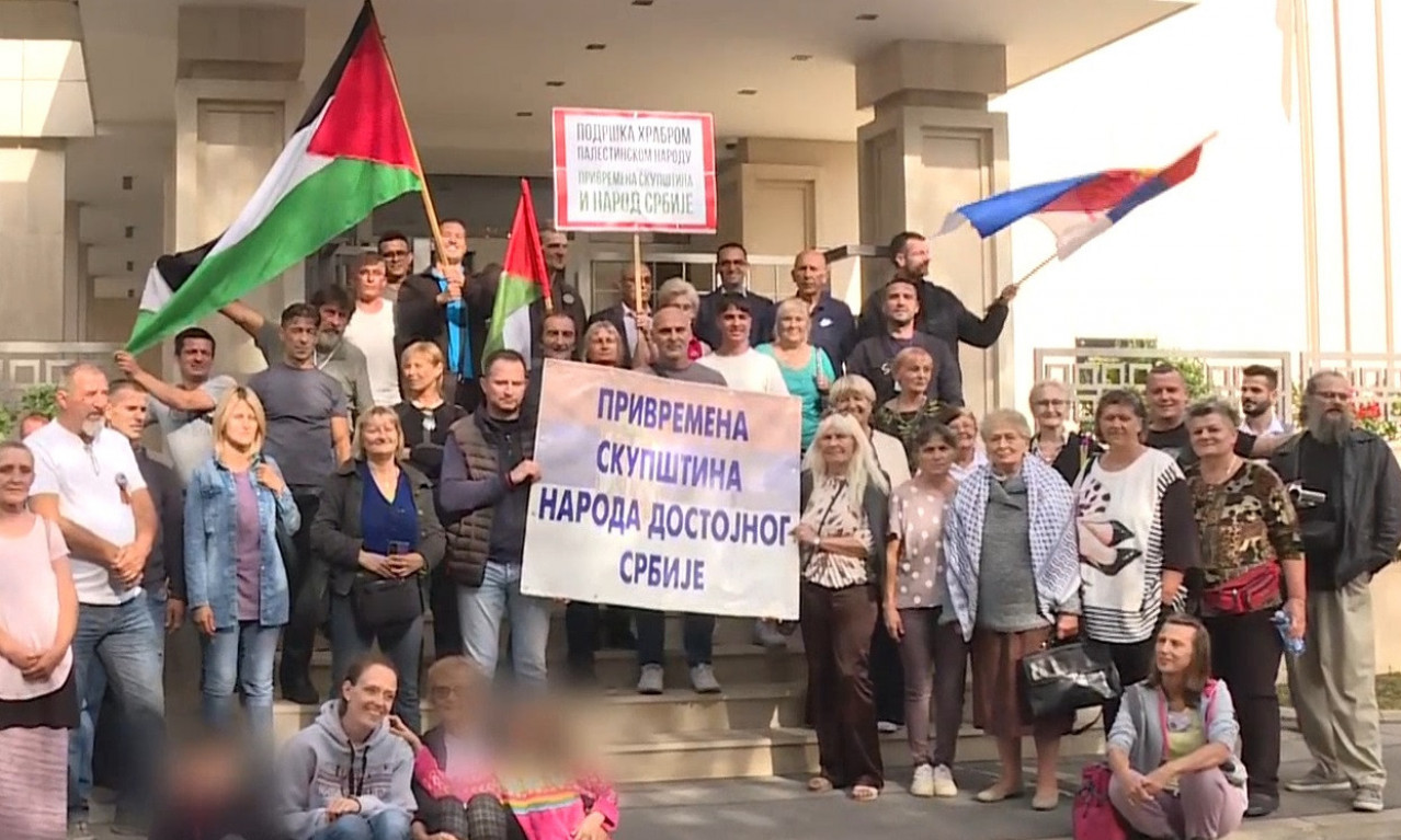 SKUP podrške PALESTINSKOM narodu održan u BEOGRADU ispred Ambasade Palestine