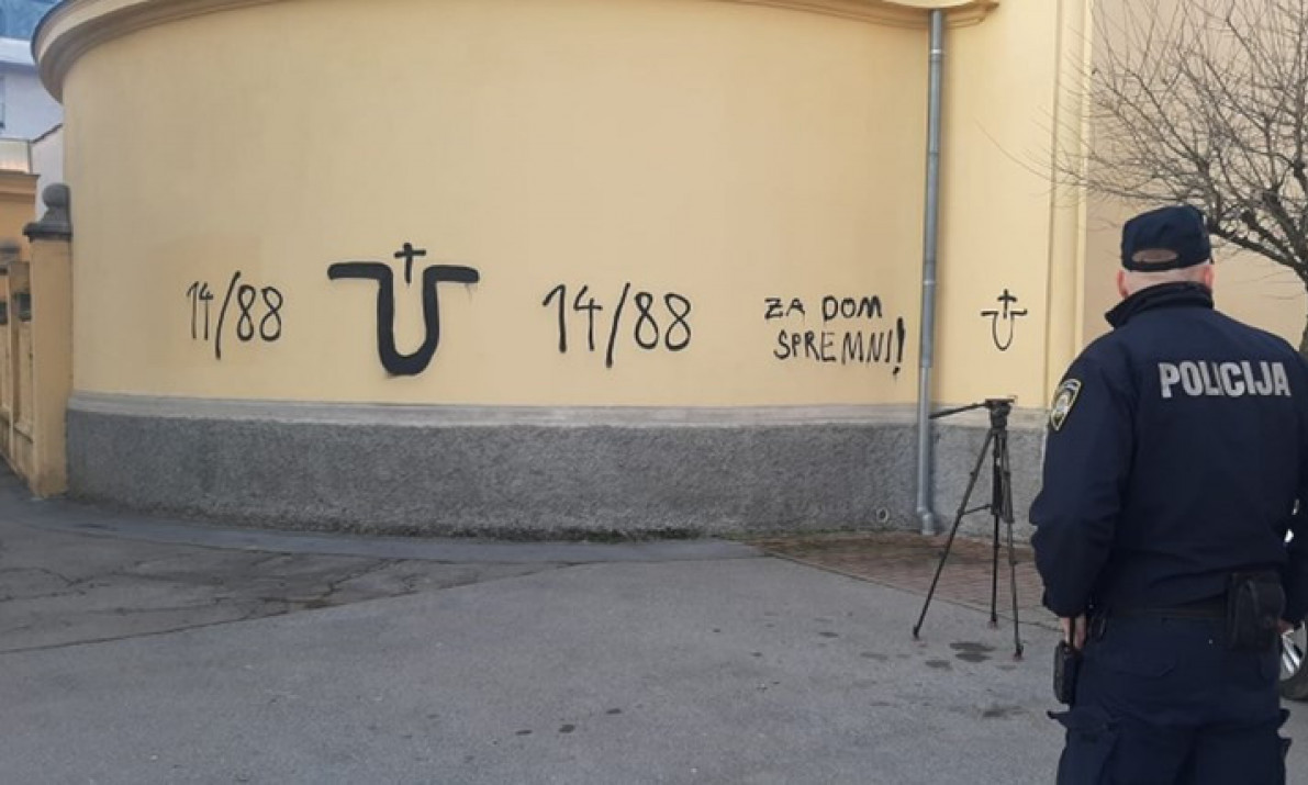 SRAMOTA! Na PRAVOSLAVNOJ CRKVI u Bjelovaru osvanuli USTAŠKI GRAFITI: Šta znači 14/88?