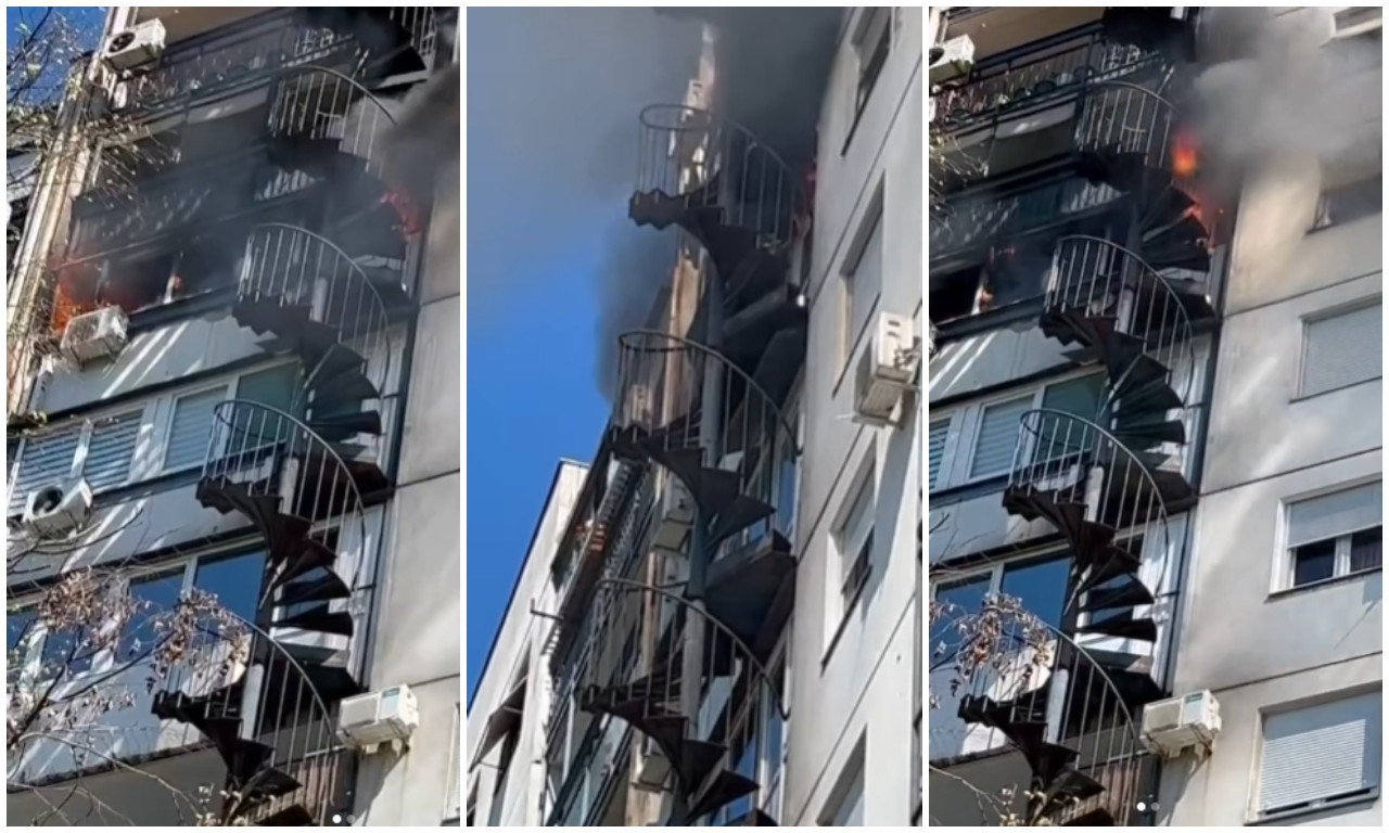 VELIKI POŽAR NA NOVOM BEOGRADU! Vatra i crni dim kuljaju iz ZGRADE (VIDEO)