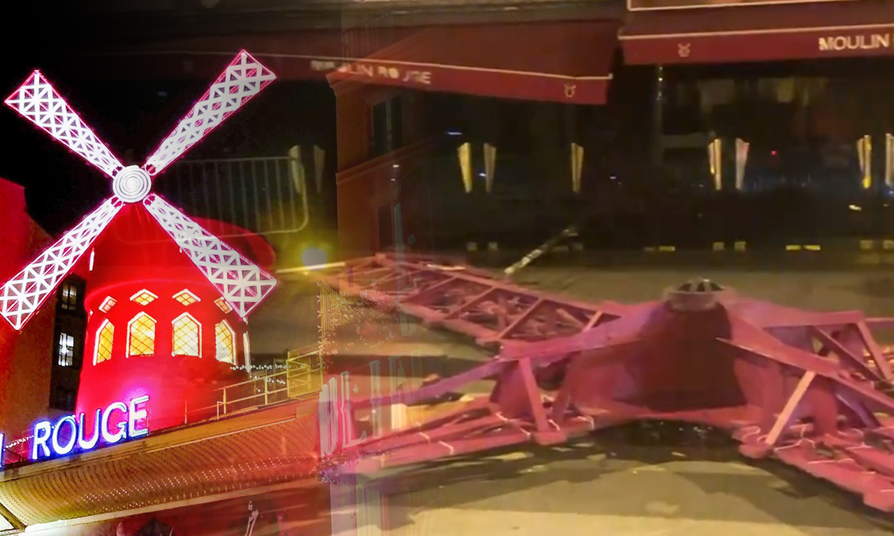 ČUVENI KLUB BEZ PREPOZNATLJIVOG DELA: Preko noći otpala krila vetrenjače sa kultnog pariškog MULEN RUŽA!(VIDEO)