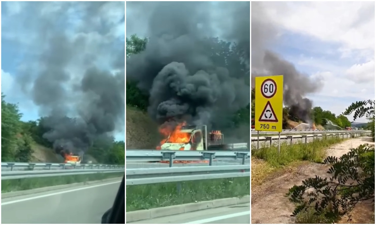 Zapalio se kamion sa PLINSKIM BOCAMA! Stravična buktinja na putu kod Kragujevca, VATRA GUTA VOZILO (VIDEO)