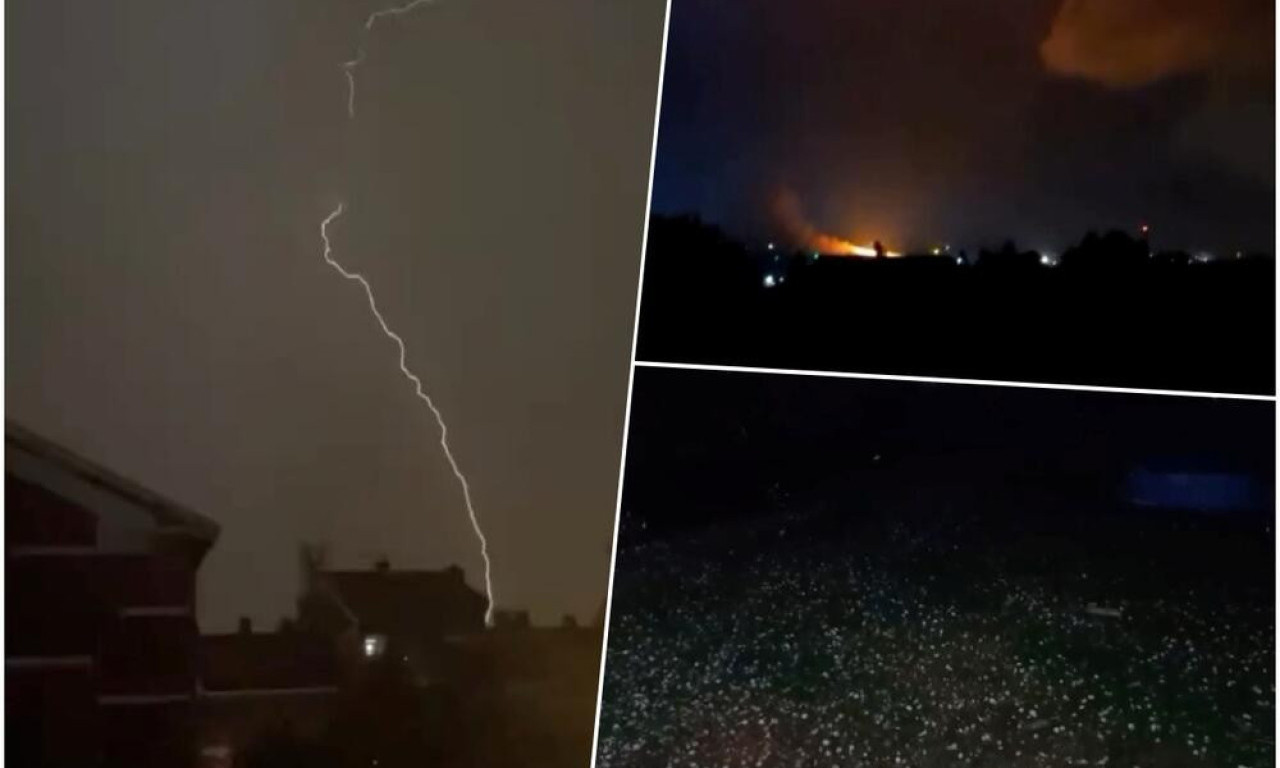 Grom IZAZVAO POŽAR u Rumi: Strašni SNIMCI nevremena u Srbiji!