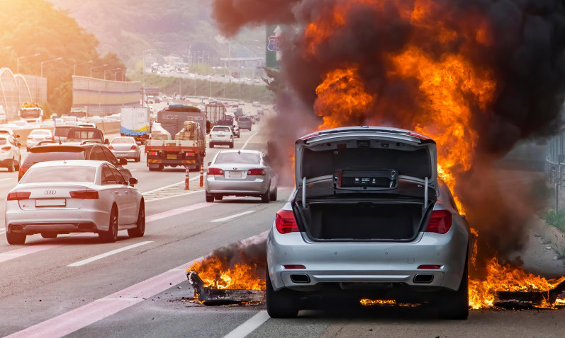 BUKTINJA NASRED AUTO-PUTA KOD BEOGRADA Automobili prolaze kroz gust dim! Oprez ako idete ovuda (VIDEO)