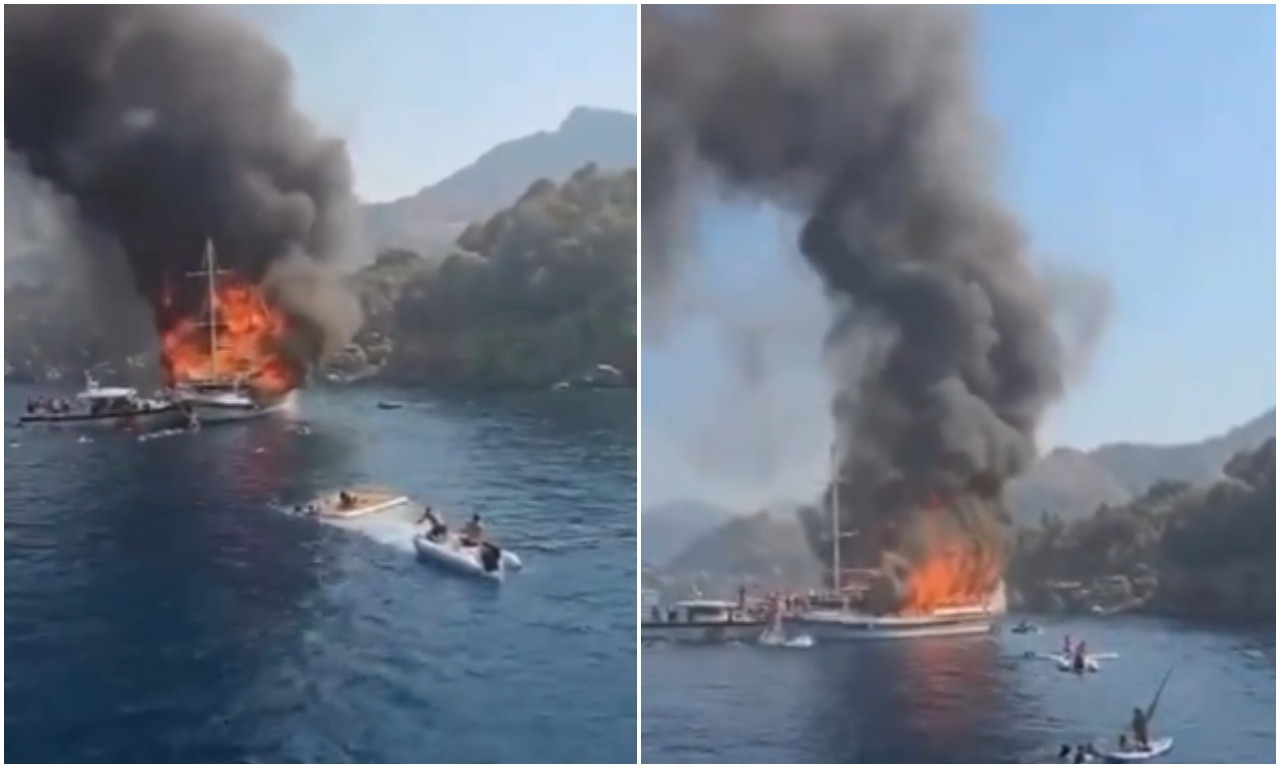 TURISTI JEDVA SPASILI ŽIVU GLAVU: Zapalio se BROD u MARMARISU, ljudi skakali u VODU (VIDEO)