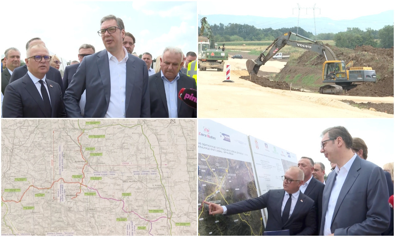 VUČIĆ obilazi radove na obilaznici oko KRAGUJEVCA: Velika svečanost povodom  inauguracije novih proizvodnih linija