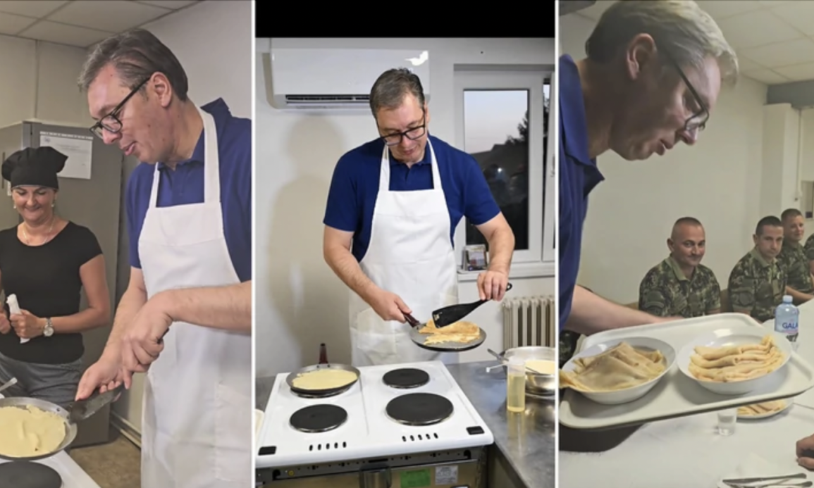 VUČIĆ SE PRISETIO VOJNIČKIH DANA! Posetio kuhinju kasarne u Loznici, pa "slatkim iznenađenjem" oduševio vojnike (VIDEO)