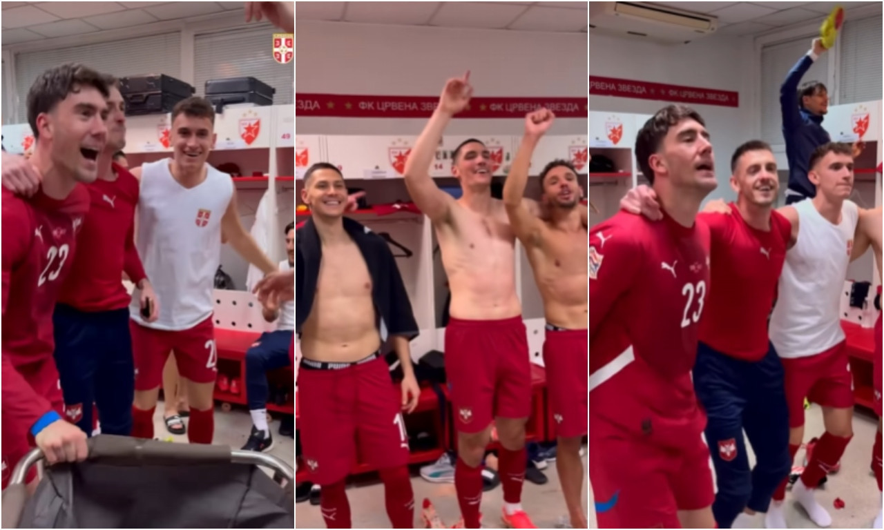 BRAVO ORLOVI, TAKO SE SLAVI USPEH SRBIJE! Pogledajte šou fudbalera nakon opstanka u eliti (VIDEO)