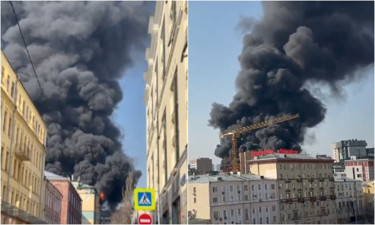 GORI CENTAR MOSKVE Luksuzni kompleks u plamenu! Pogledajte haotične scene (VIDEO)