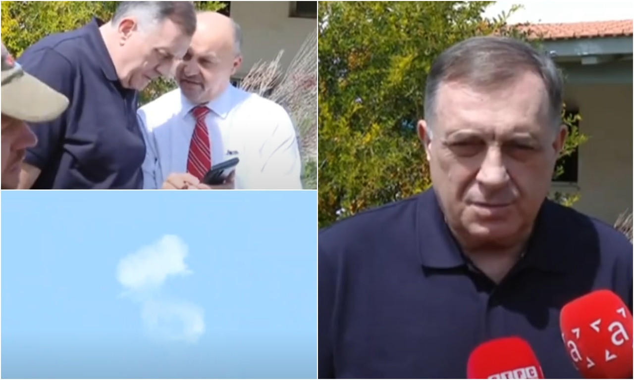 POGLEDAJTE EKSPLOZIJE IZNAD GLAVE MILORADA DODIKA DOK DAJE IZJAVU U IZRAELU Napao je Hamas, a onda... (VIDEO)