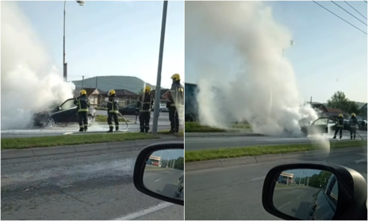 POGLEDAJTE DRAMU U KRALJEVU! Zapalio se automobil, vatrogasci se bore sa vatrom! (VIDEO)