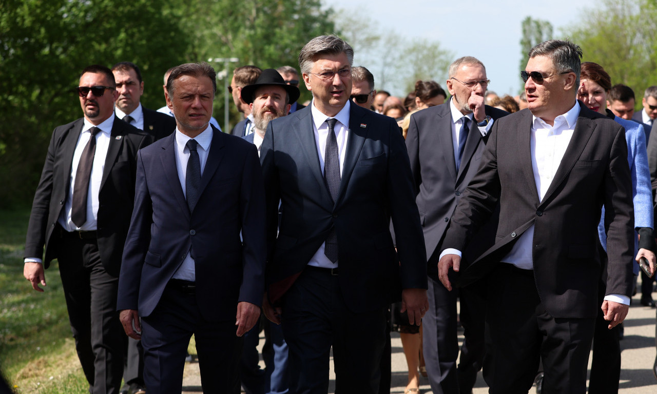 HRVATSKO POMIRENJE NAD SRPSKIM GROBOVIMA Milanović i Plenković rame uz rame, pogledajte šok u Jasenovcu! (VIDEO)