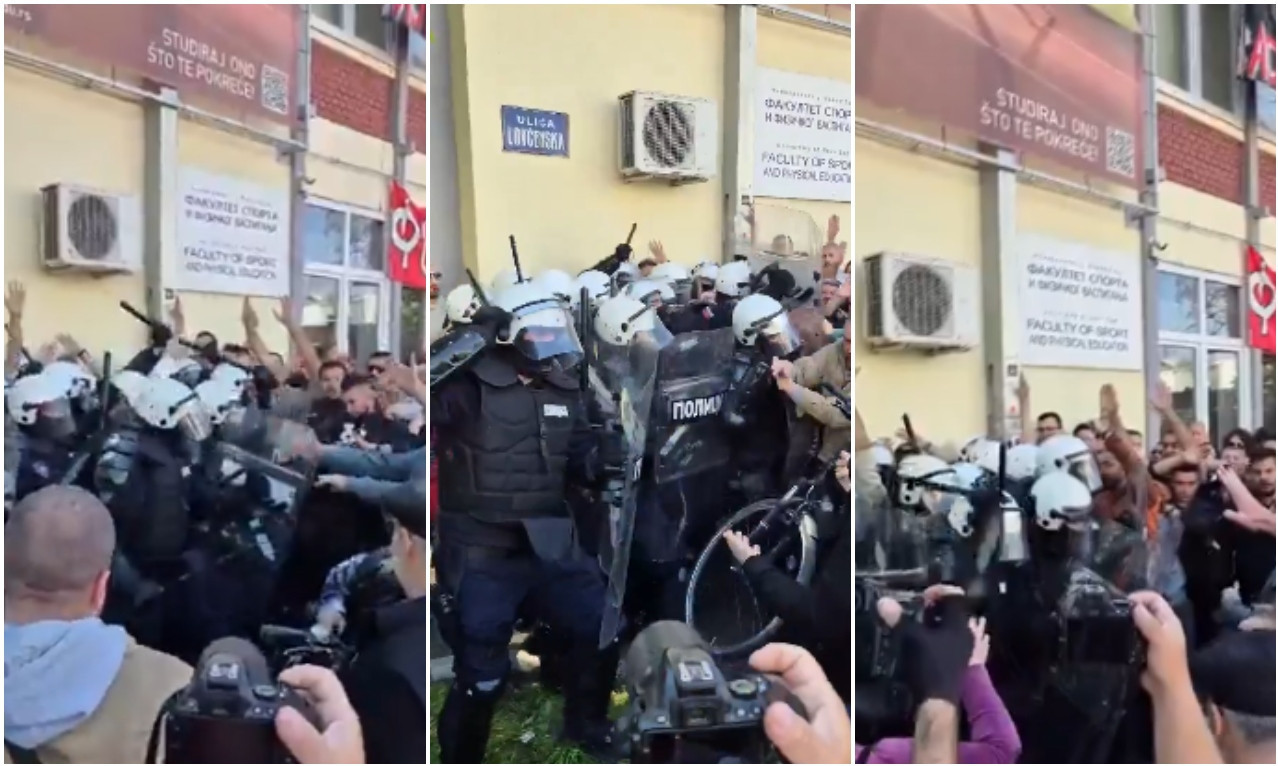 OKRŠAJ STUDENATA I ŽANDARMERIJE ISPRED DIF-a! Stavili barikade, krenula tuča... pogledajte kako sevaju pendreci (VIDEO)