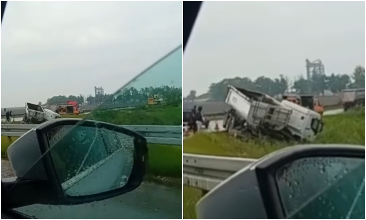 JEZIVA SCENA KOD NAPLATNE STANICE RUMA! Kamion sleteo sa puta, mogući zastoji! (VIDEO)