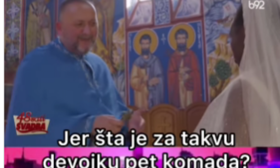 DA LI BISTE ŽELELI DA VAS OVAKAV POP VENČA? Nevesta gleda u čudu, on joj "baca kosku", a tek kad je progovorio engleski