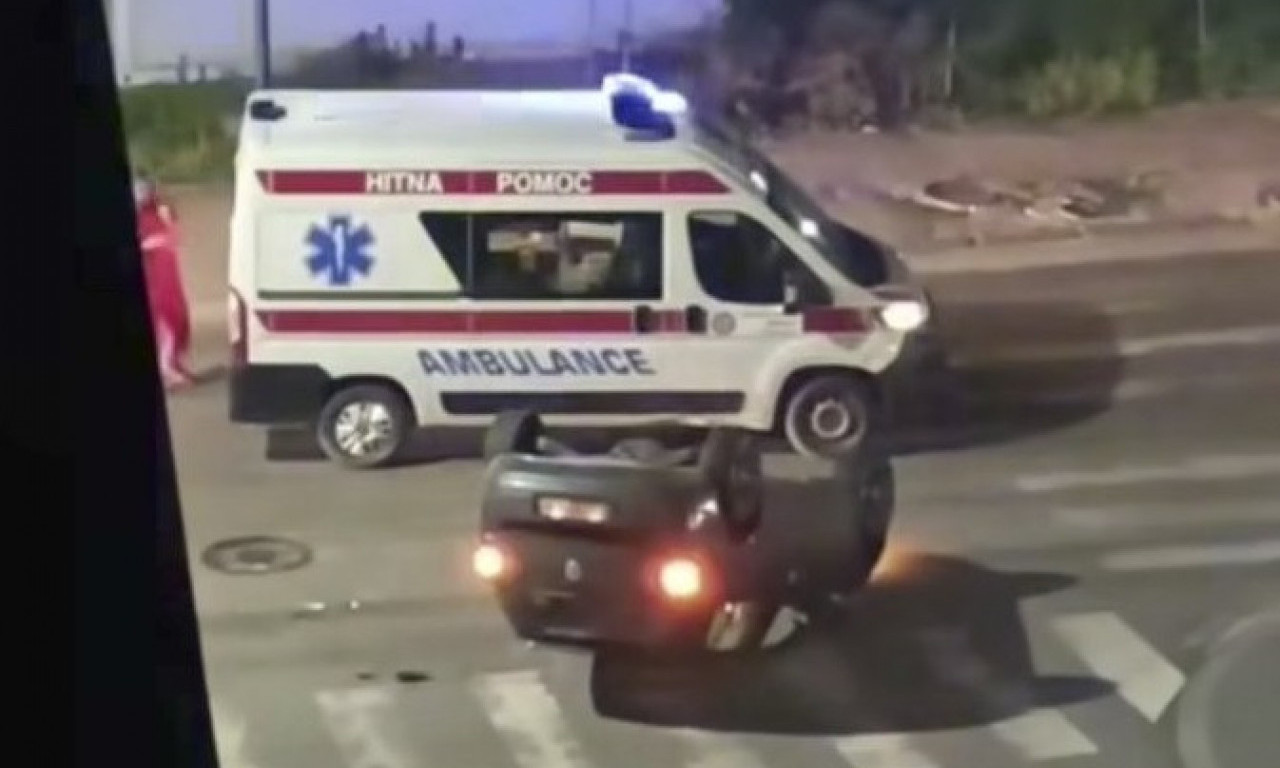 JEZIVA NESREĆA U LOZNICI Automobil završio na krovu, povređen muškarac (VIDEO)