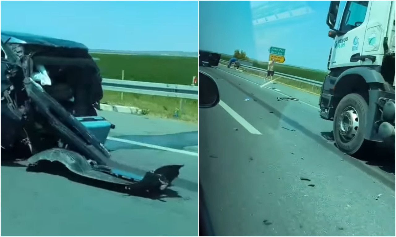 SUDARILI SE KAMION I AUTOMOBIL, DELOVI RASUTI PO PUTU Teška saobraćajka kod isključenja za Sremske Karlovce (VIDEO)