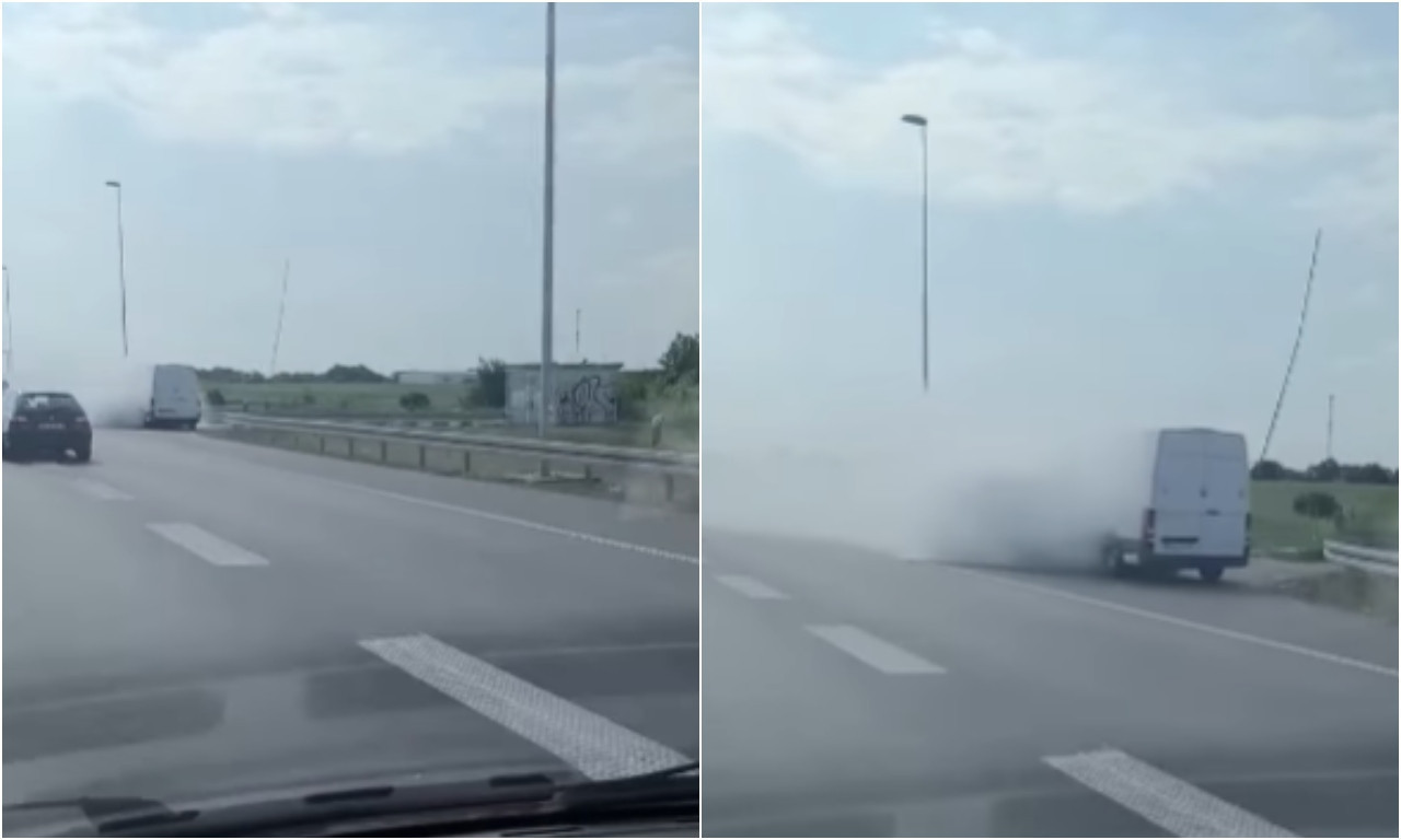KOLA PROLAZE KROZ OBLAK DIMA Ne vidi se prst pred okom! Veliki požar na Dobanovačkoj petlji (VIDEO)