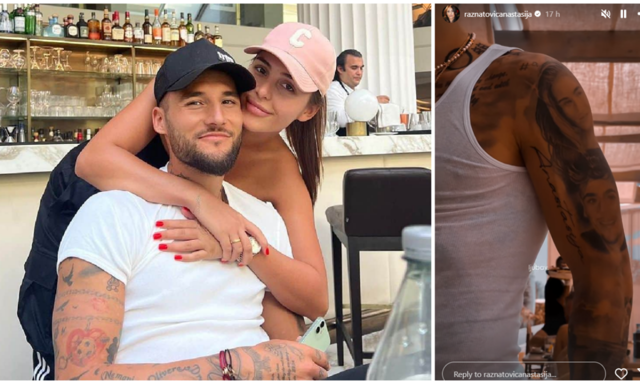 NEMANJA GUDELJ ISTETOVIRAO LIK ANASTASIJE RAŽNATOVIĆ Cecina ćerka pokazala romantični gest sa Ibice (FOTO)