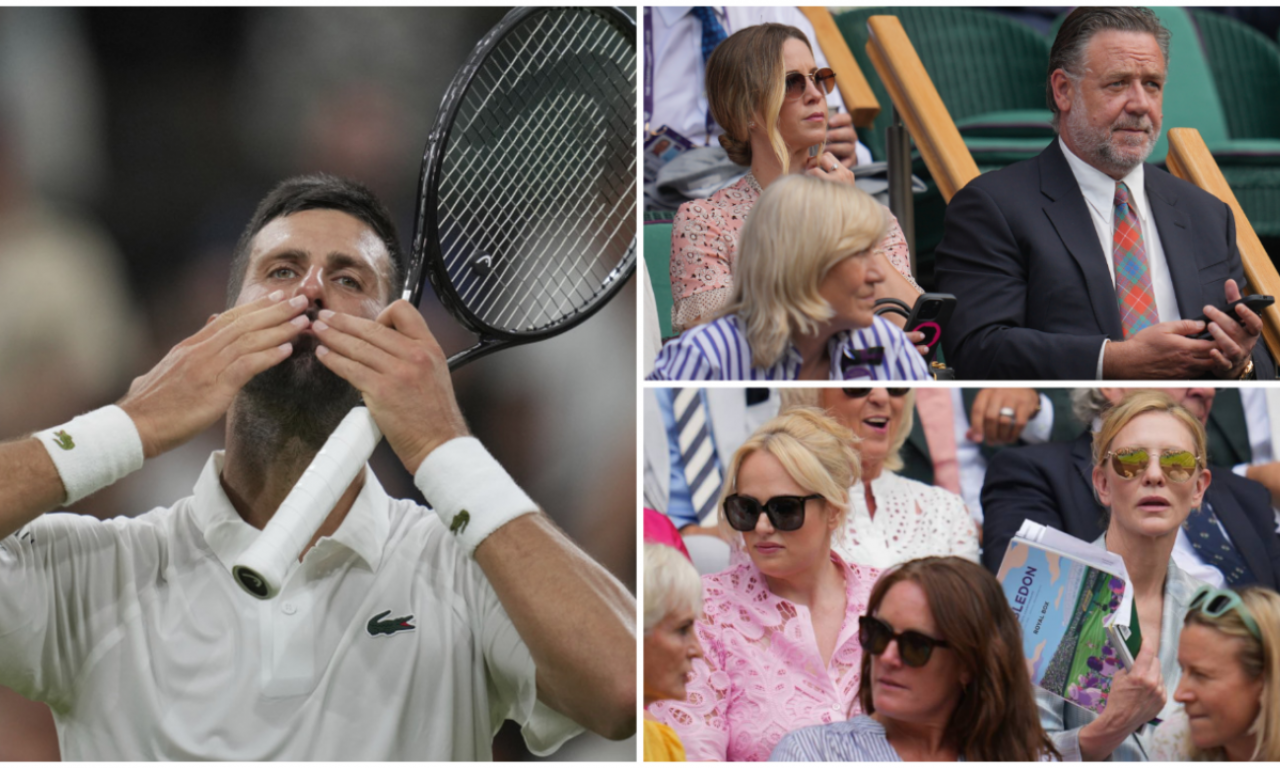 POZNATI GORELI NA VIMBLDONSKOM SUNCU Đoković igrao, a u Kraljevskoj loži zvezda do zvezde – Rasel Krou, Kejt i Rebel