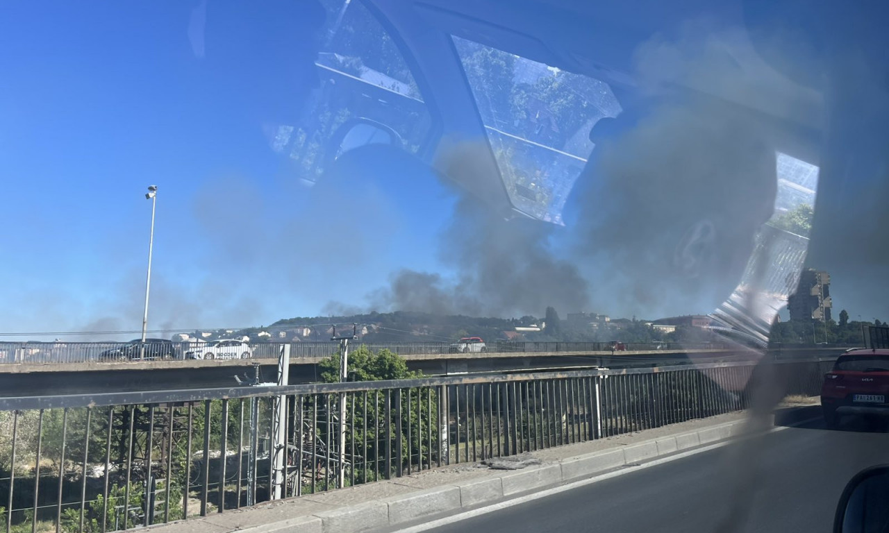 GUST DIM NAD KARABURMOM: Veliki požar blizu Pančevačkog mosta!