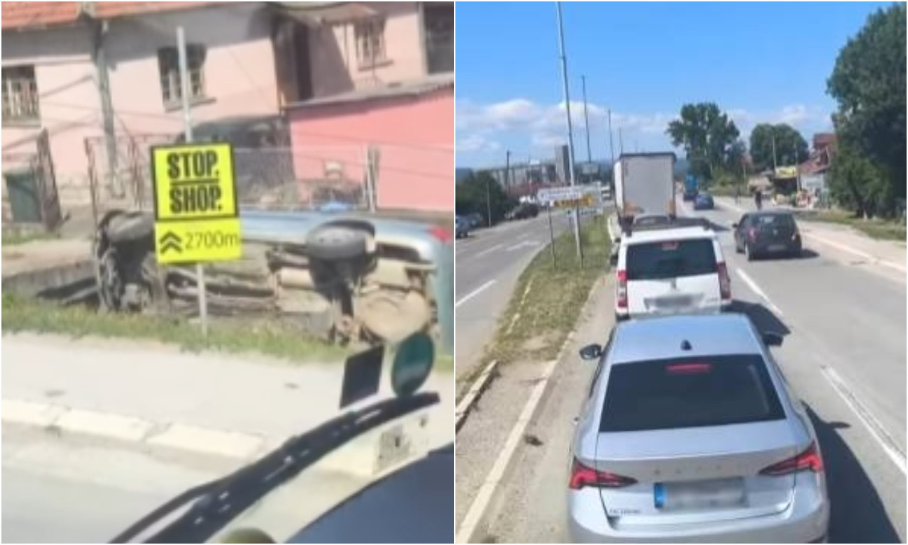 VOZILO SLETELO SA PUTA I ZAVRŠILO U KANALU Saobraćajna nezgoda u blizini Valjeva (VIDEO)