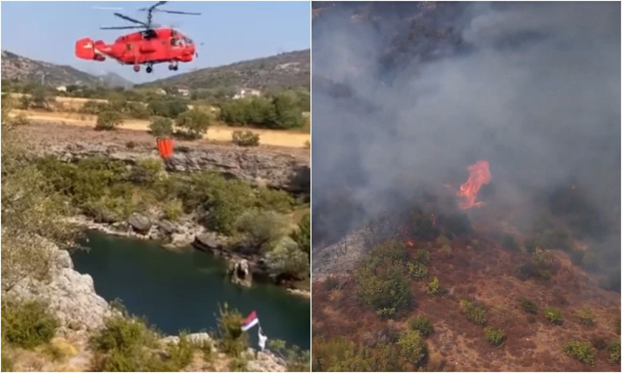 SRPSKI HELIKOPTER ZA GAŠENJE POŽARA DOČEKAN SA TROBOJKOM: Scena iz Crne Gore koja mora da vas dirne! (VIDEO)
