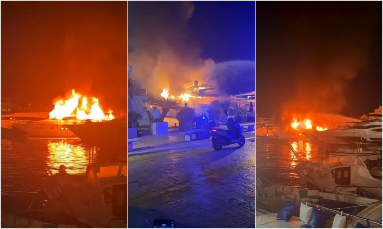 HAOS U BUDVANSKOJ LUCI Gori jahta poznatog biznismena! (VIDEO)