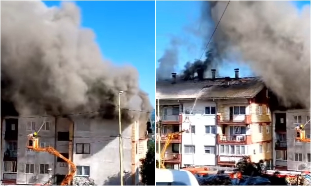 IZGORELA STAMBENA ZGRADA, POŽAR PREŠAO I NA SUSEDNU Pogledajte prizore stravične buktinje u Vlasenici (FOTO+VIDEO)