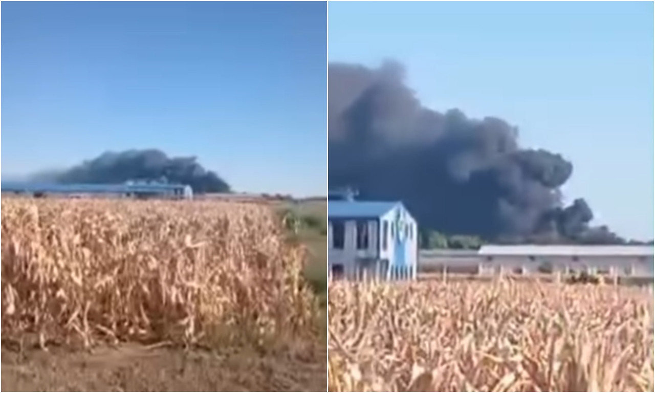 OGROMAN POŽAR U ADI! Vatrena stihija guta halu od 2.000 kvadrata, prizor na licu mesta ledi krv u žilama (VIDEO)