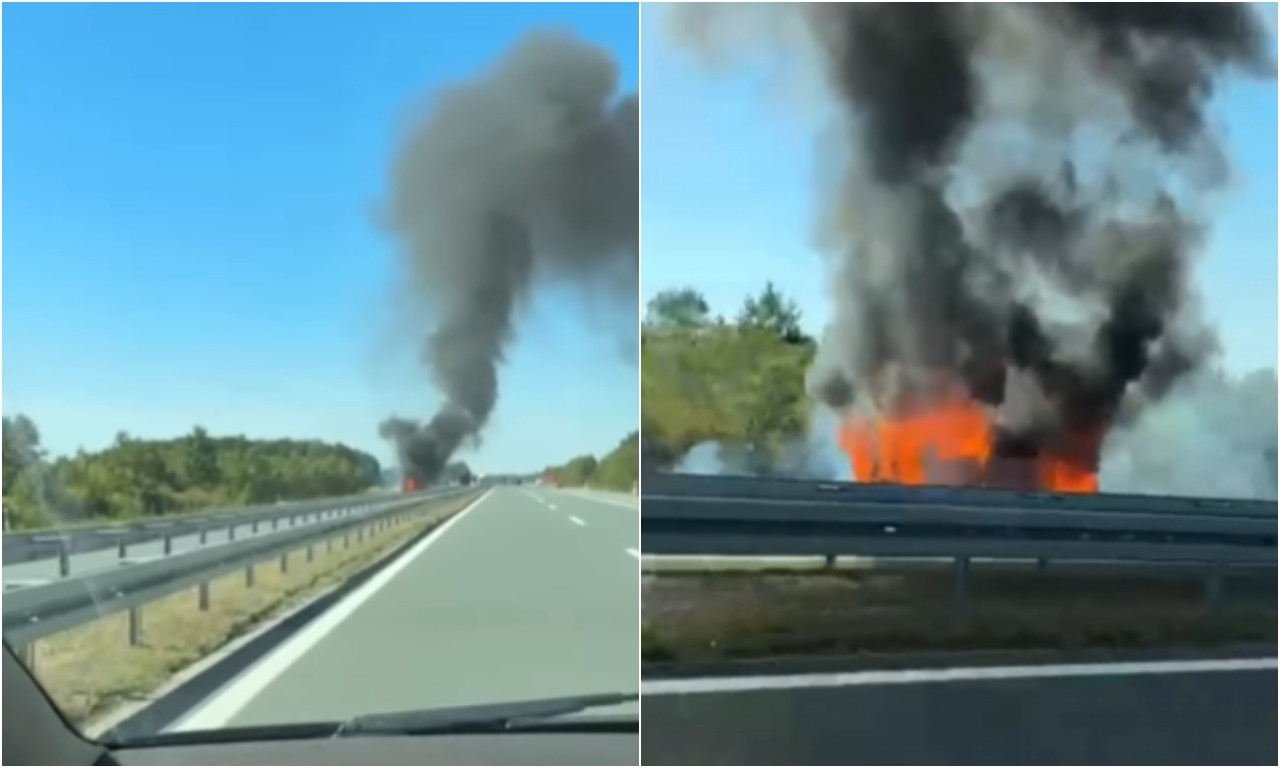 GORI VOZILO NA AUTO-PUTU, KULJA CRN DIM Jeziva scena na Milošu Velikom, stvaraju se gužve (VIDEO)