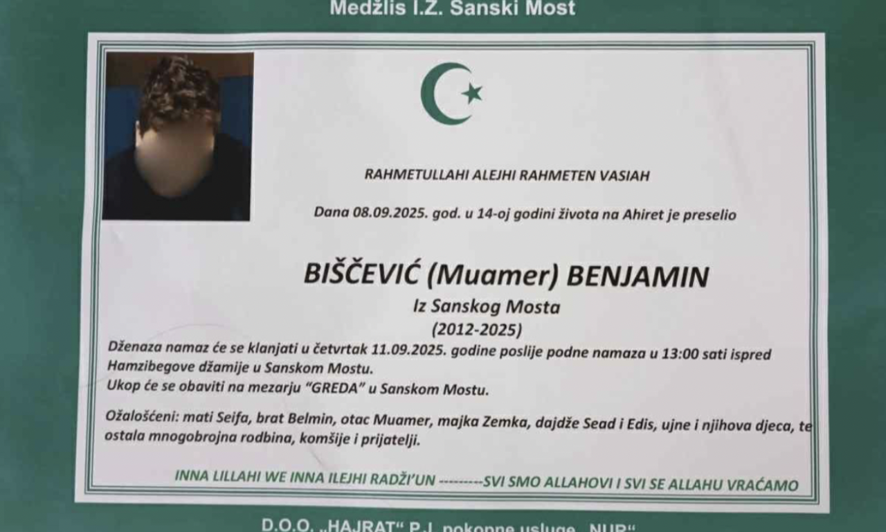 UMRO BENJAMIN BIŠČEVIĆ (14) Mladi fudbaler izgubio najteži životni meč - tuga okovala region (FOTO)