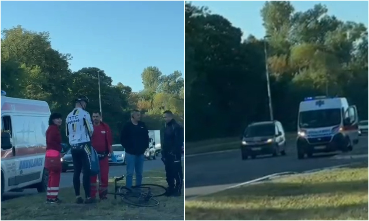 UDES NA NOVOM BEOGRADU Hitna pomoć nasred puta, povređen biciklista (VIDEO)