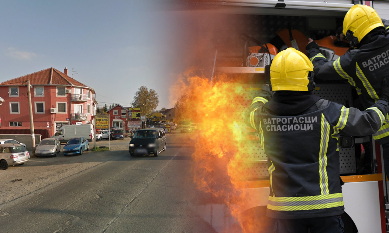 POŽAR GUTA OBJEKTE, GORI I AUTOMOBIL Prve slike stravične buktinje na Zrenjaninskom putu! (FOTO)