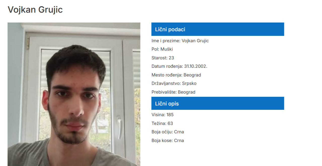 NESTAO VOJKAN GRUJIĆ IZ BEOGRADA - DA LI STE GA VIDELI? Dobro pogledajte opis mladića (FOTO)
