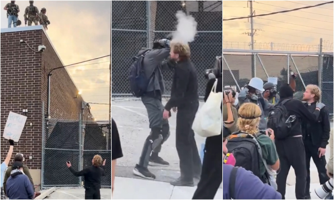 POLICAJAC PUCAO SVEŠTENIKU U GLAVU Pogledajte kako se policija u Čikagu obračunava sa demonstrantima (VIDEO)