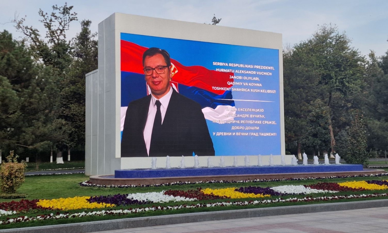 KAKVA ČAST! VELIČANSTVEN DOČEK ZA PREDSEDNIKA U TAŠKENTU Poruke na srpskom osvanule širom grada: "Vaša ekselencijo, Aleksandre Vučiću..." (FOTO)