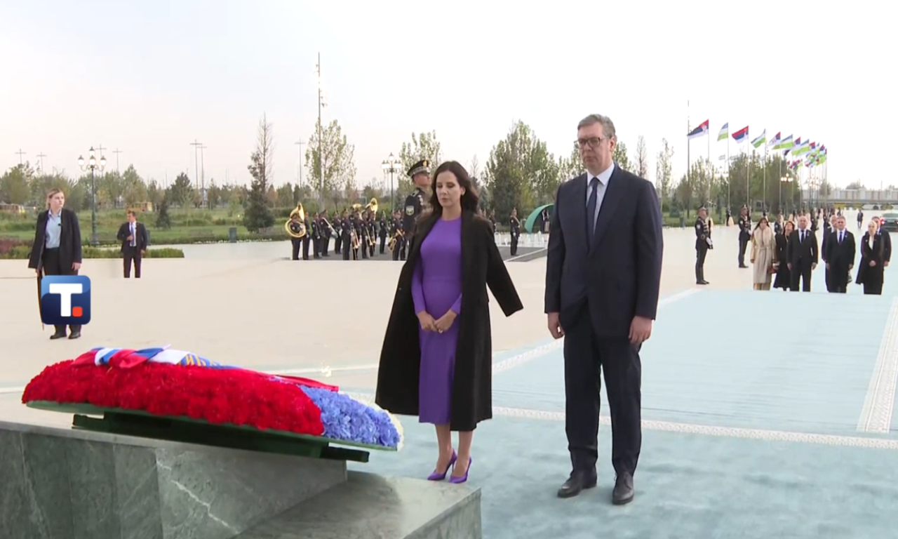 ALEKSANDAR I TAMARA VUČIĆ POLOŽILI VENAC U TAŠKENTU Sledi niz sastanaka, ovo je predsednikova agenda (VIDEO)