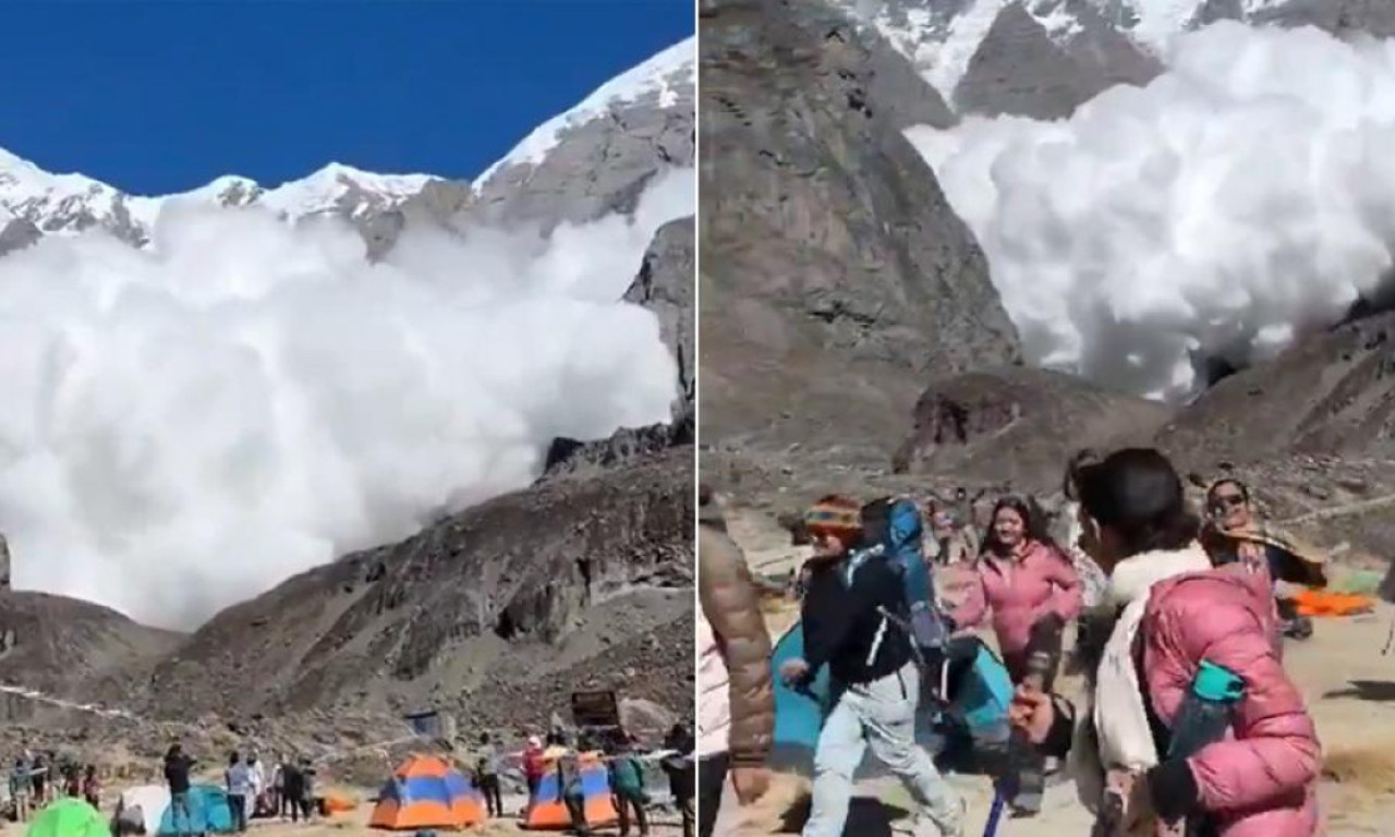 ZASTRAŠUJUĆI SNIMCI SNEŽNE LAVINE: Obrušila se na planinare, kamp nestao u sekundi! (VIDEO)