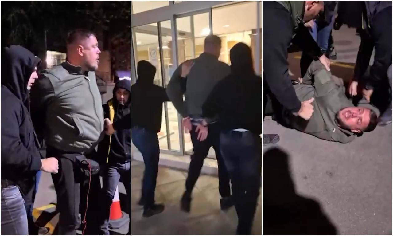 OVAKO JE UHAPŠEN VLADIMIR ŠTIMAC Pozivao na nasilje ispred Skupštine, huškao napadače i brutalno vređao policiju (VIDEO)