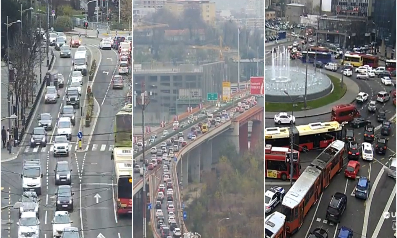 GUŽVE NA SVE STRANE U BEOGRADU Vozila mile po glavnim saobraćajnicama, na ovim delovima automobili stoji (FOTO)