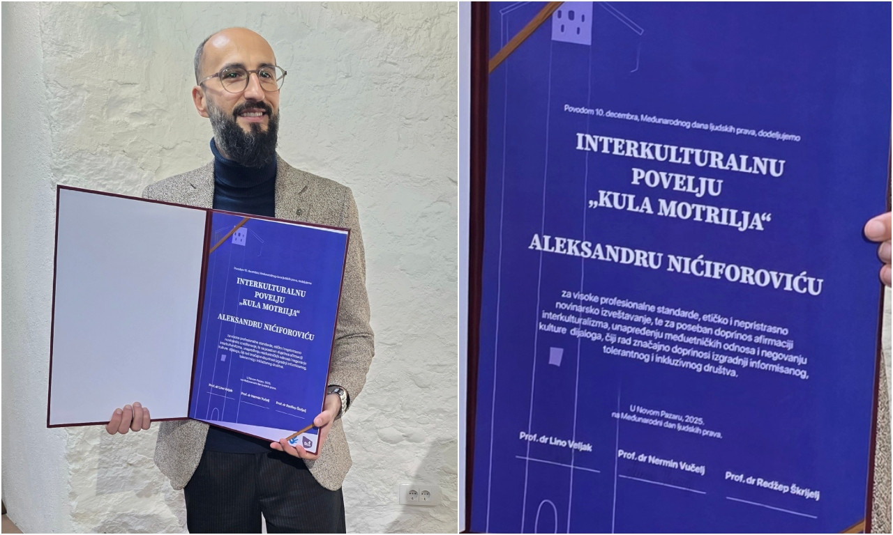 KAKVO PRIZNANJE ZA NOVINARA TANJUGA! Aleksandru Nićiforoviću uručena Interkulturalna povelja "Kula motrilja" (FOTO+VIDEO)