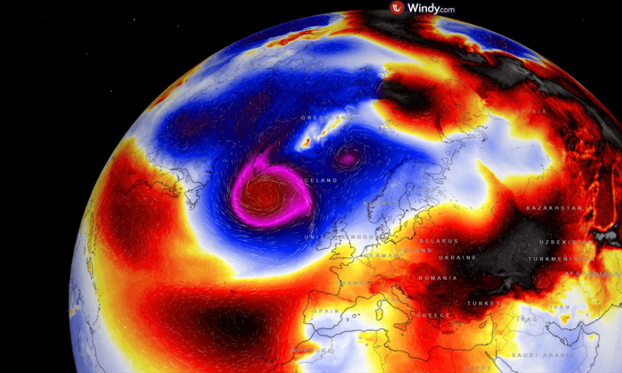 OLUJA URAGANSKE JAČINE SE KREĆE KA EVROPI Vrhunac doživljava večeras! Pogledajte kuda se kreće ledeni ciklon (FOTO)