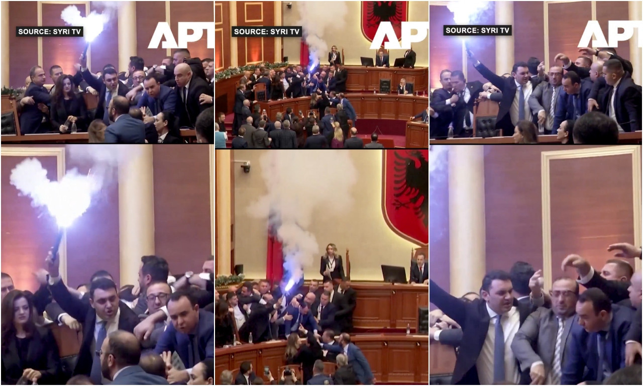 POGLEDAJTE OVU MAKLJAŽU U PARLAMENTU Baklje zapaljene u sali, poslanici se tukli sa policijom (VIDEO)