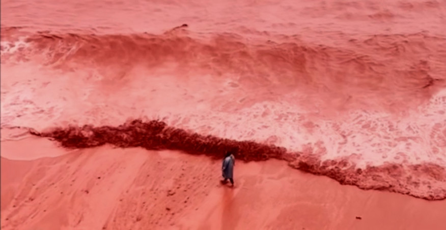PALA "KRVAVA KIŠA" U PERSIJSKOM ZALIVU! More postalo jarkocrveno - prizori sa ovog ostrva lede krv u žilama (VIDEO/FOTO)