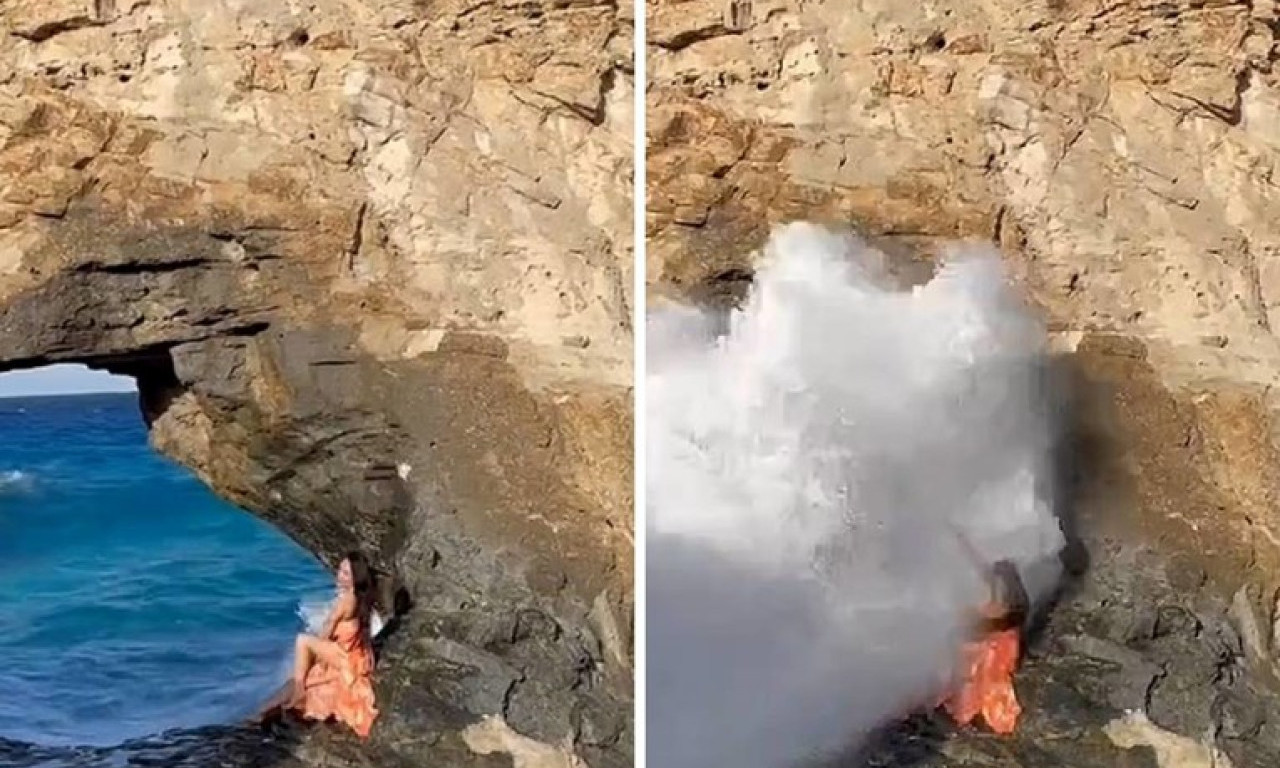 POZIRALA NA STENI, PA USLEDIO HOROR! Pogledajte jezivu scenu na popularnoj plaži u Egiptu, žena zamalo stradala (VIDEO)