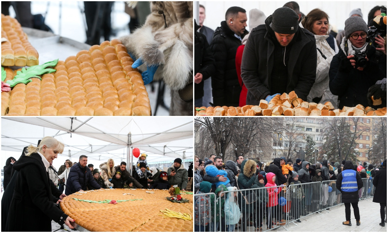 VELIKI BROJ VERNIKA ISPRED HRAMA SVETOG SAVE Prelomljena tradicionalna česnica od preko 200 kilograma (FOTO)