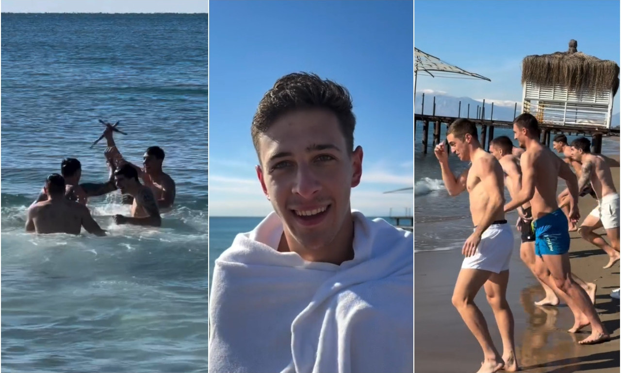 FUDBALERI ŽELEZNIČARA ZAPLIVALI ZA ČASNI KRST USRED ANTALIJE! Pogledajte kako se čuva tradicija daleko od kuće (VIDEO)