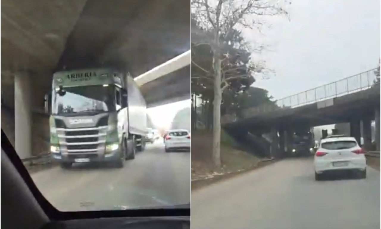 TOTALNI ZASTOJ KOD AERODROMA U BEOGRADU Šleper se zaglavio ispod nadvožnjaka, sve je zakrčeno (VIDEO)