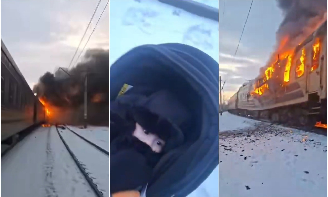 SNIMAK OD KOG SUZE SAME KREĆU Roditelji sa bebom u naručju izleću iz voza u plamenu! Broje se mrtvi oko njih (VIDEO)