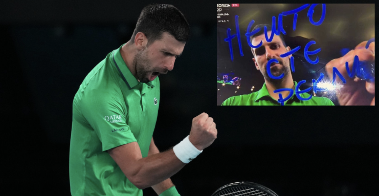 ĐOKOVIĆ OTKRIO ZA KOGA SU REČI: "NEŠTO STE REKLI?" Evo zašto je baš ovo ispisao na kameri posle pobede (FOTO)